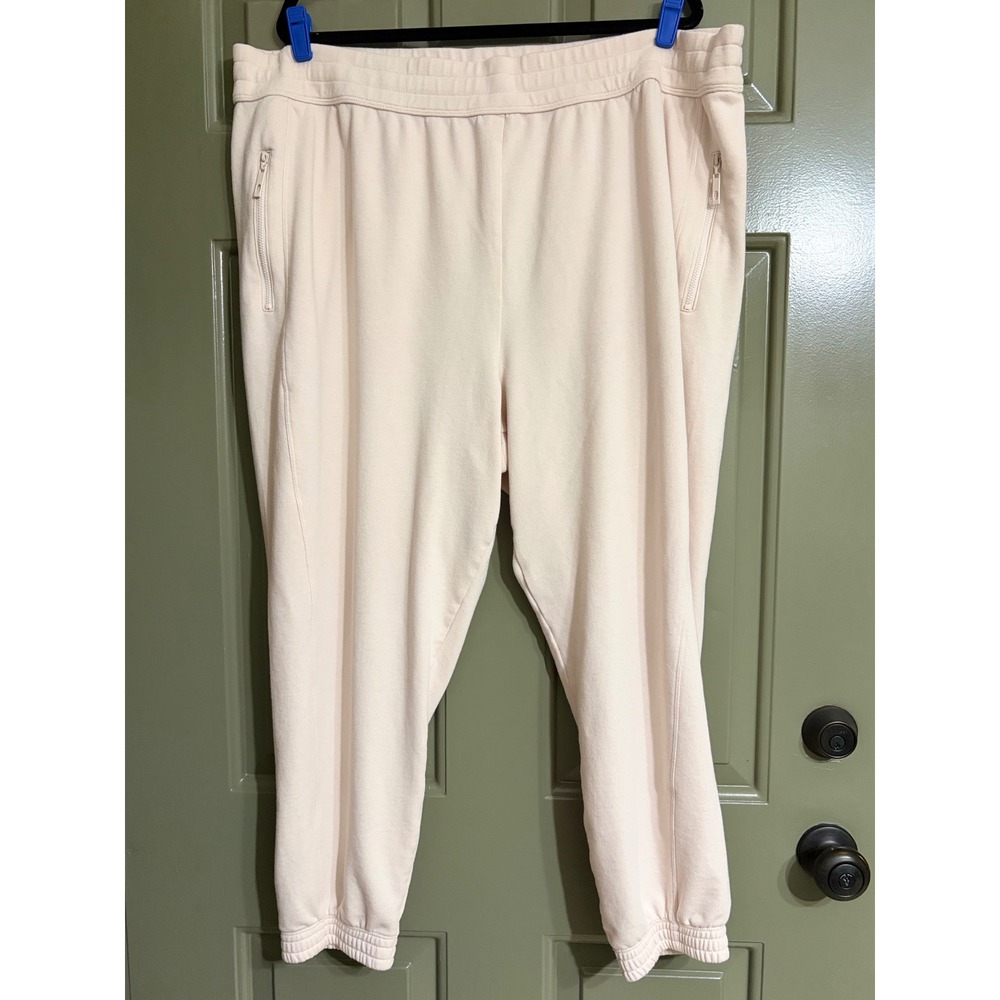 Fabletics | High-Waisted Fleece Plus Size Joggers | 4X || Pale Pink|